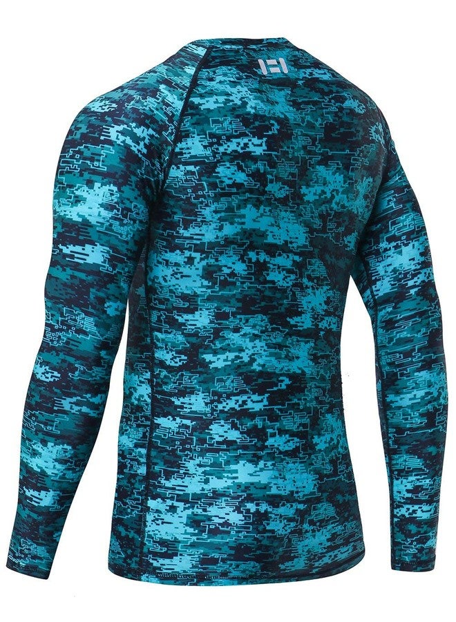 HUGE SPORTS Men's UV Sun Protection UPF 50+ Full Digital Print Rash Guard Long Sleeves (Pixel Green, 3XL) - Image 3